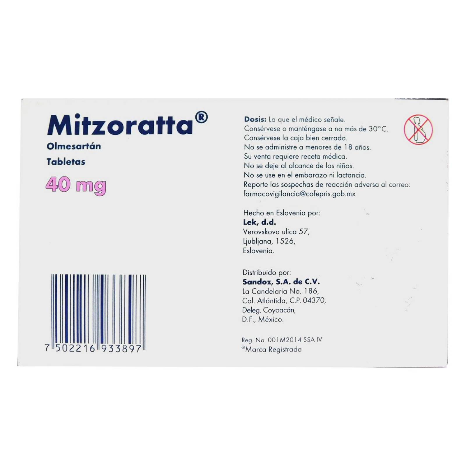 Mitzoratta 40 mg Caja Con 28 Tabletas 