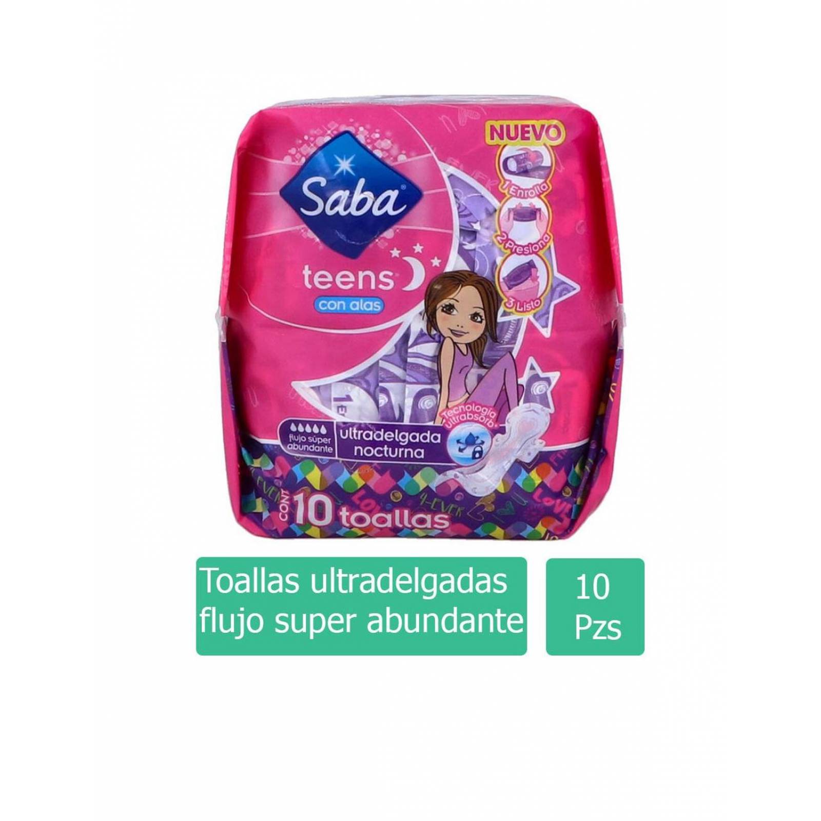 Saba Teens Nocturnas Con Alas Paquete Con 10 Toallas 