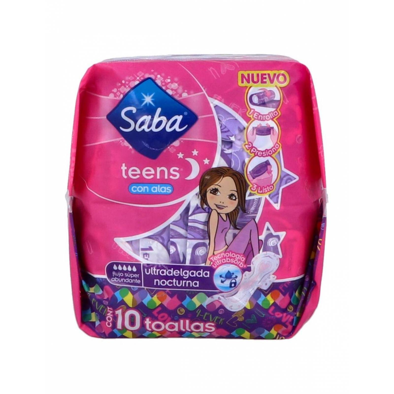 Saba Teens Nocturnas Con Alas Paquete Con 10 Toallas 