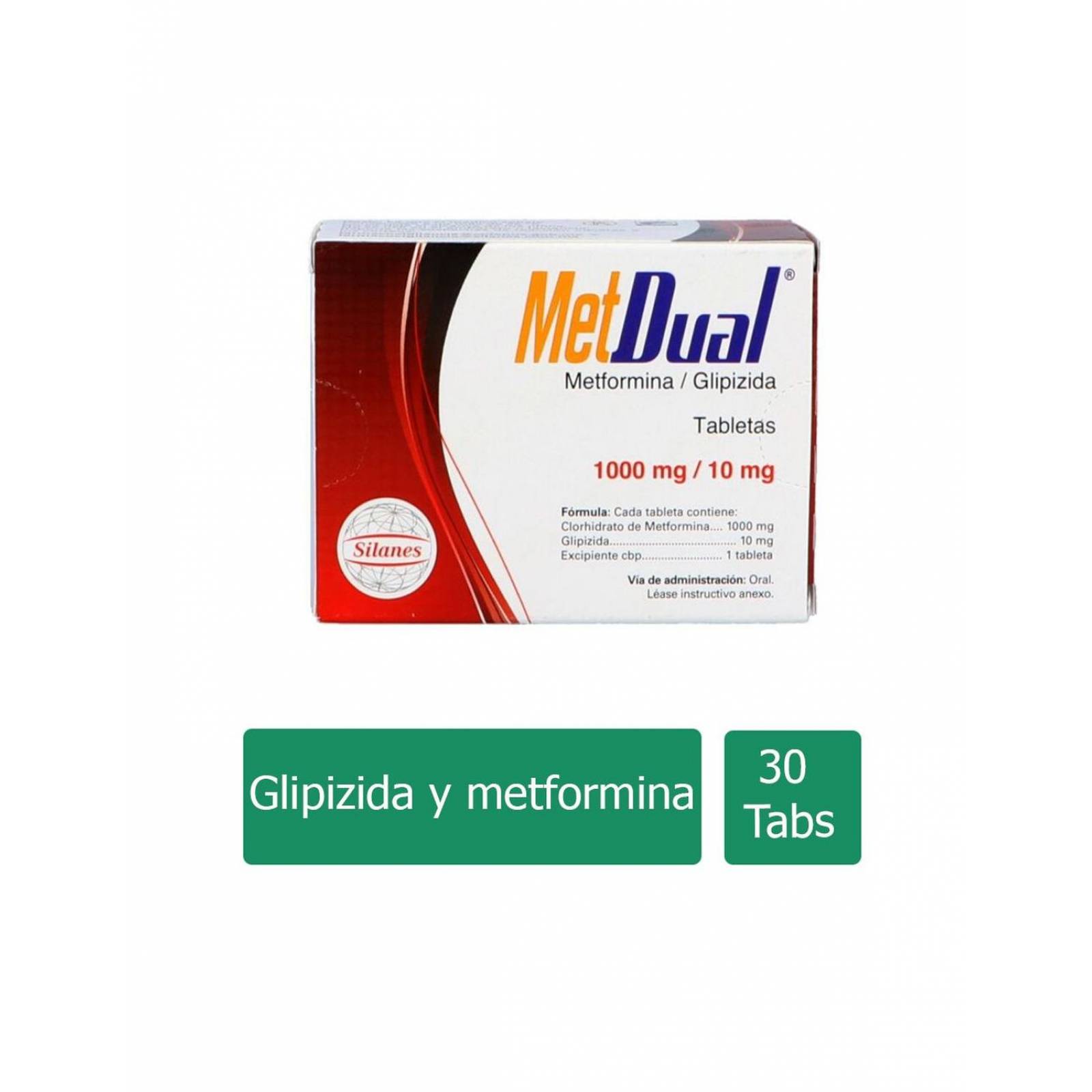 Metdual 10 mg / 1000 mg Caja Con 30 Tabletas 