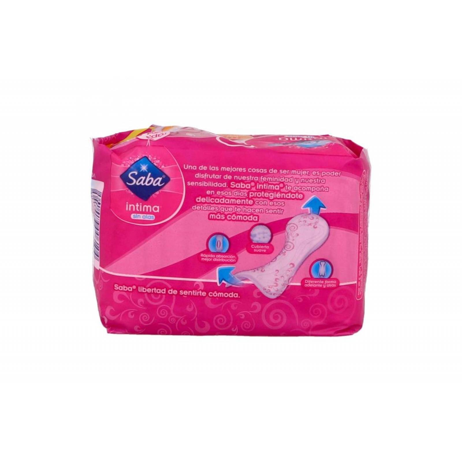 SABA INTIMA CLIP SIN ALAS PAQUETE CON 10 TOALLAS REGULAR 