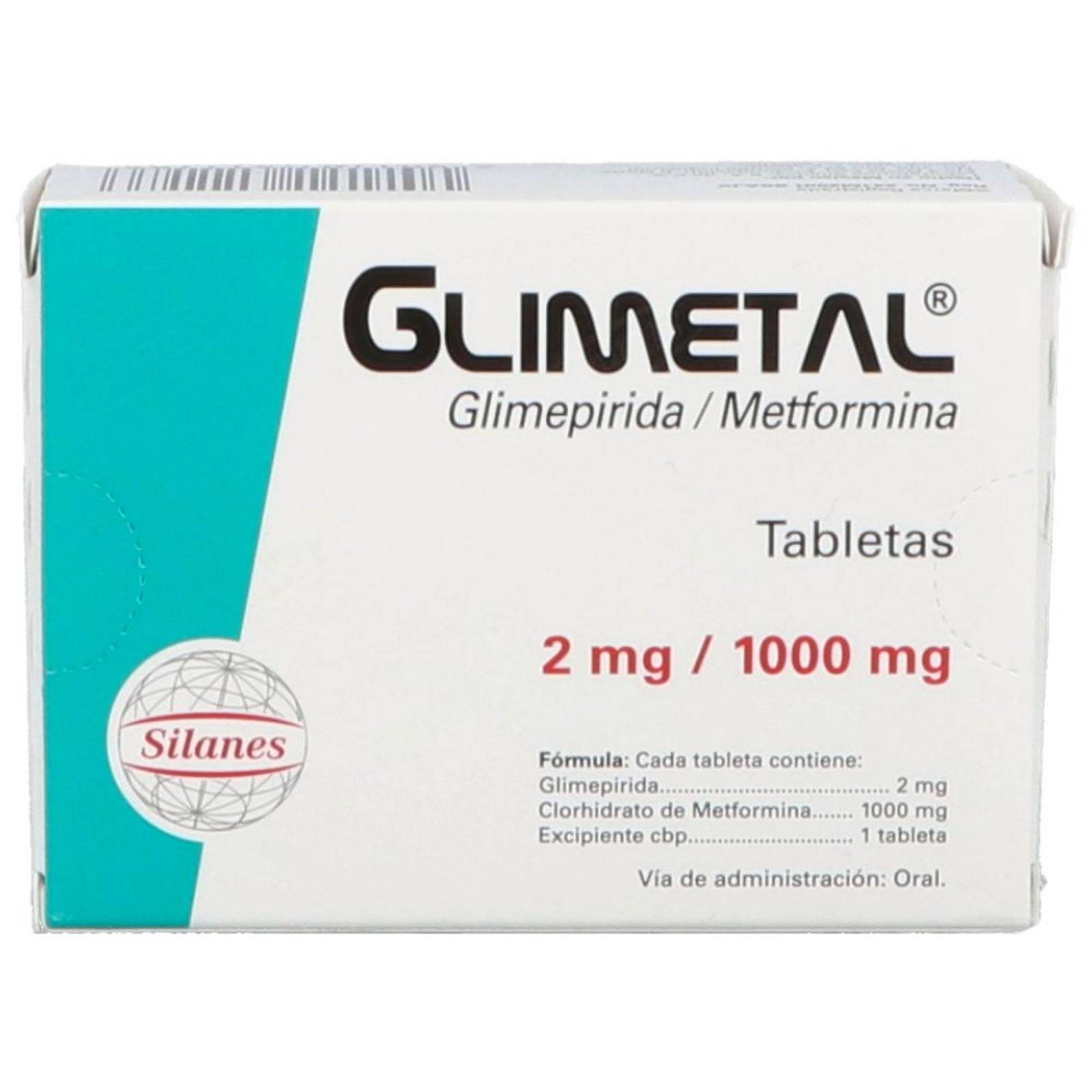 Glimetal 2 mg/1000 mg Caja Con 30 Tabletas 