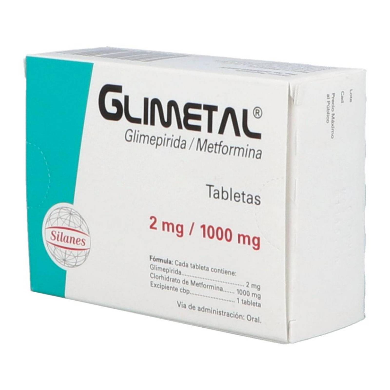 Glimetal 2 mg/1000 mg Caja Con 30 Tabletas 