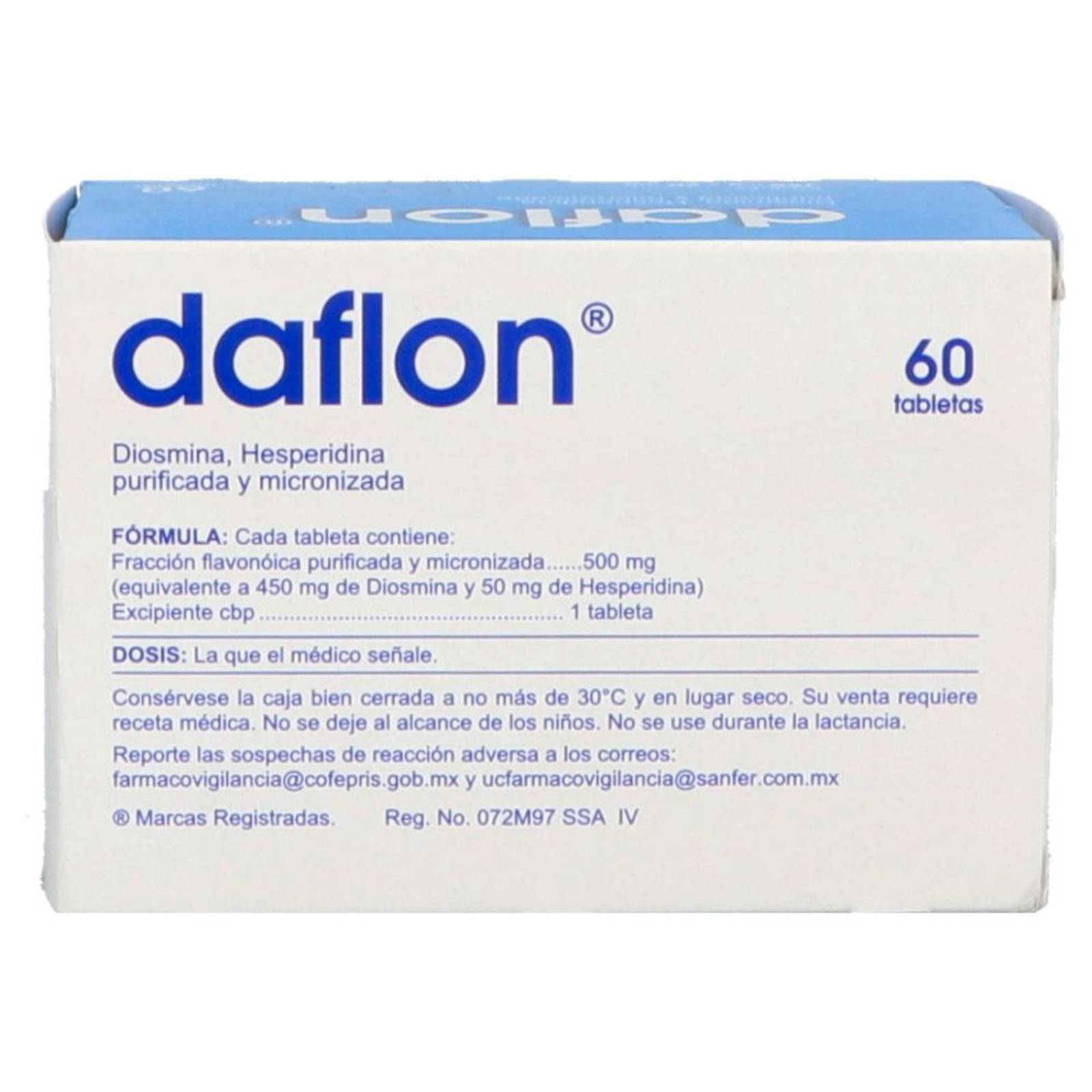 Daflon 450 mg/50 mg Caja con 60 Tabletas 