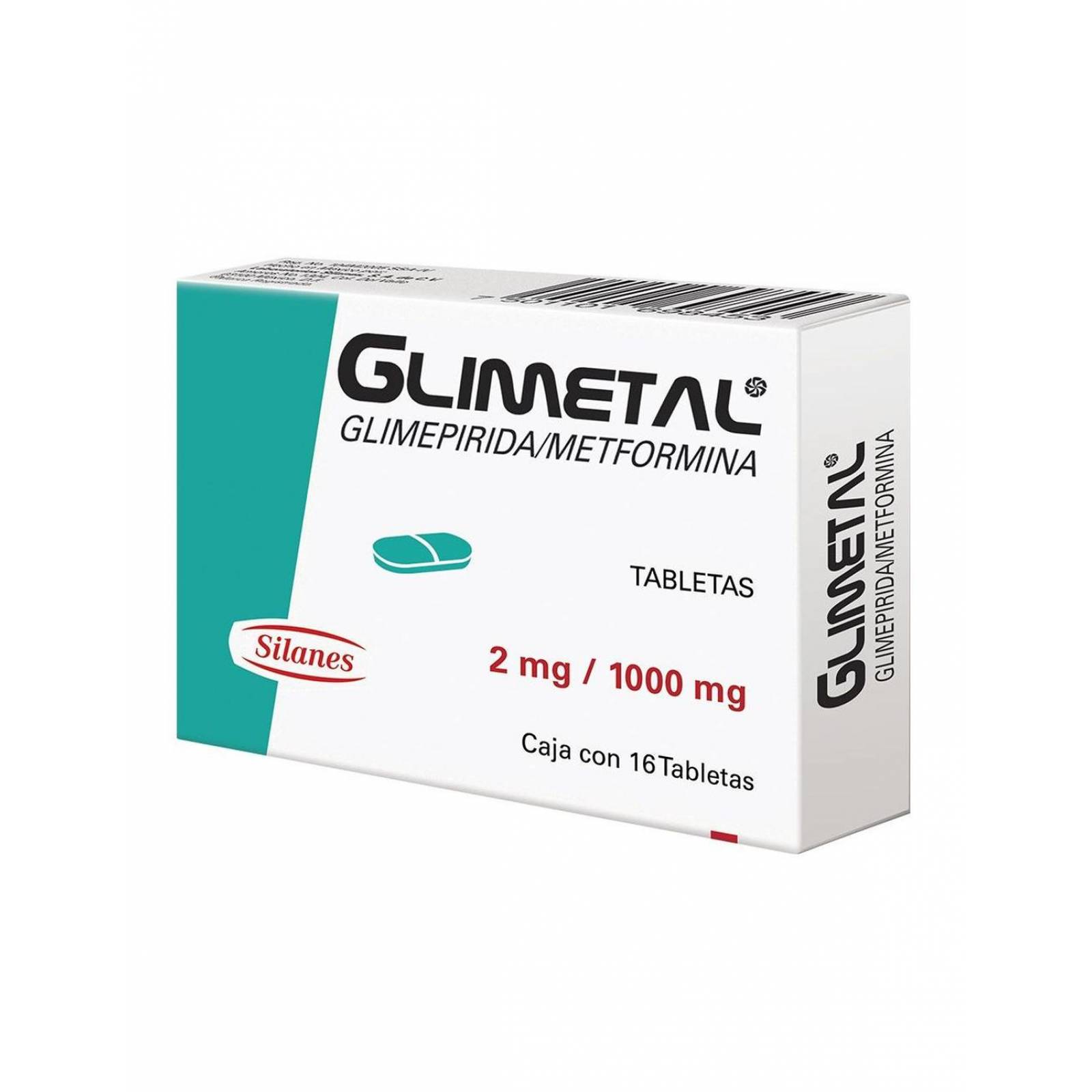 Glimetal 2 mg / 1000 mg Caja Con 16 Tabletas 