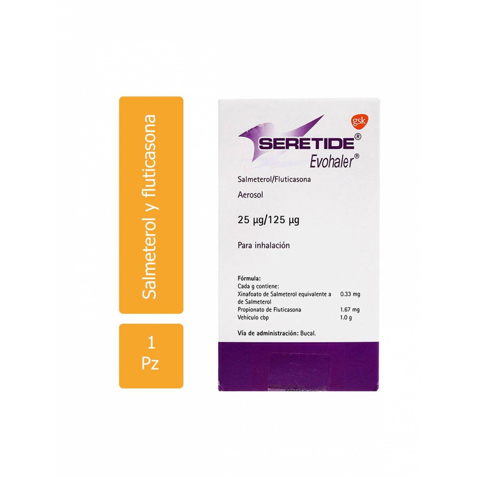 Seretide Evohaler Aerosol 25 Mcg / 125 Mcg Caja Con Frasco Con 120 Dosis 