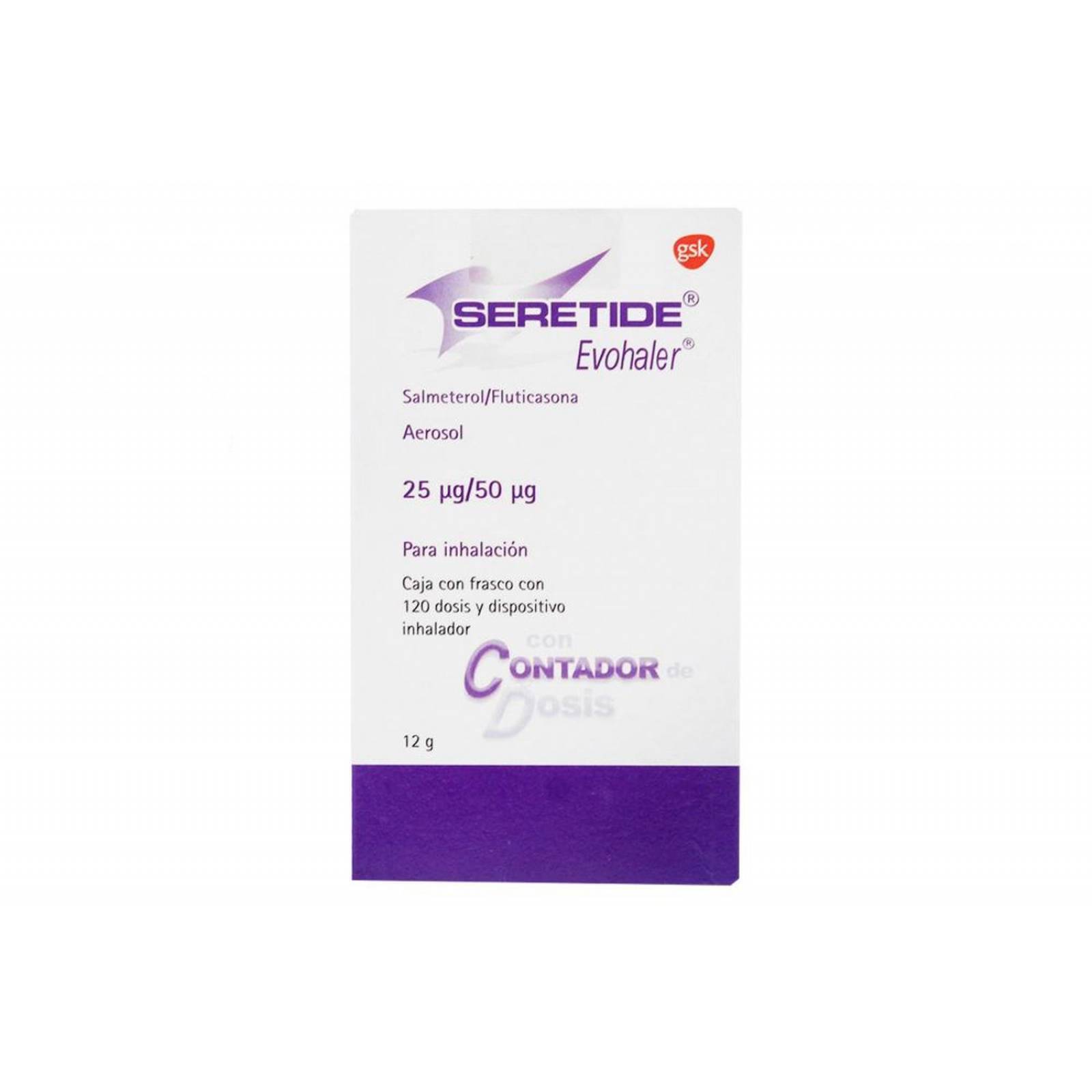 Seretide Evohaler Aerosol 25 mcg / 50 mcg Caja Con Frasco Con 120 Dosis 