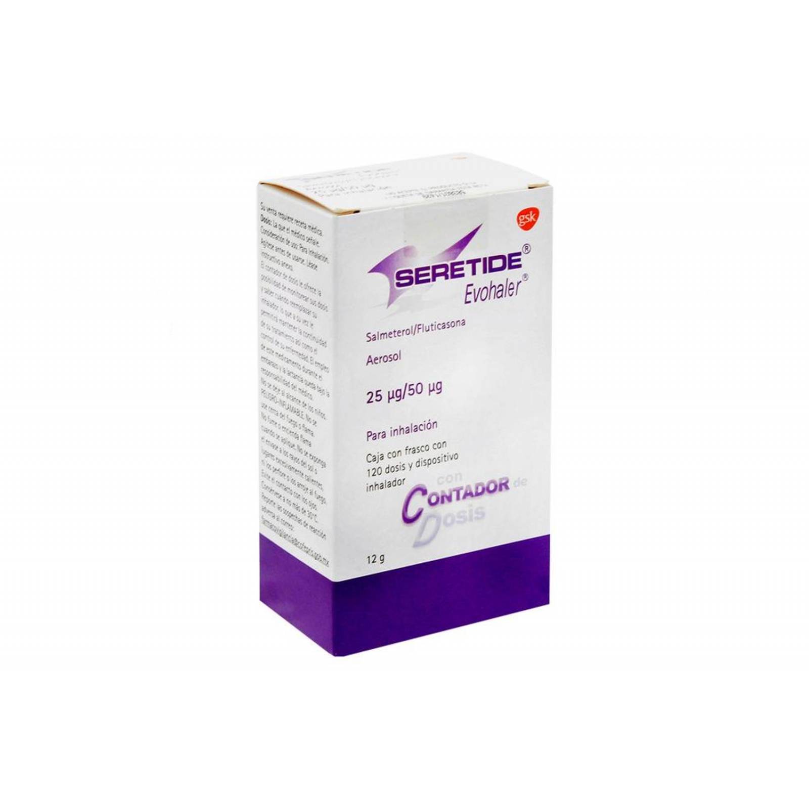 Seretide Evohaler Aerosol 25 mcg / 50 mcg Caja Con Frasco Con 120 Dosis 