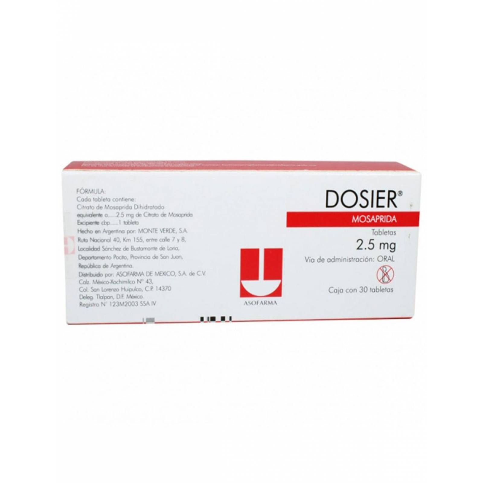 Dosier 2.5mg Caja Con 30 Comprimidos 