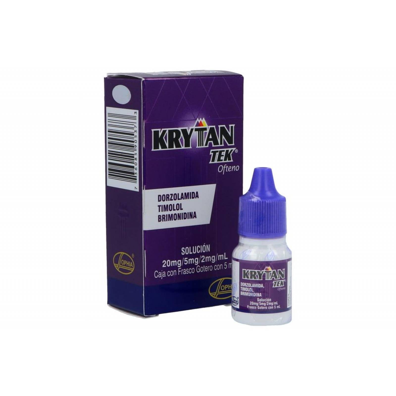 KrytanTek Ofteno 20 mg/ 5 mg /2 mg/ mL Caja Con Frasco Gotero Con 5 mL 