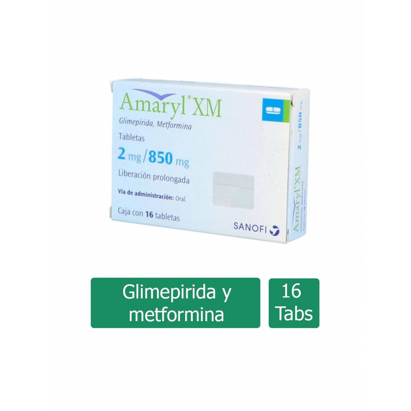 Amaryl XM 2 mg / 850 mg Caja Con 16 Tabletas 