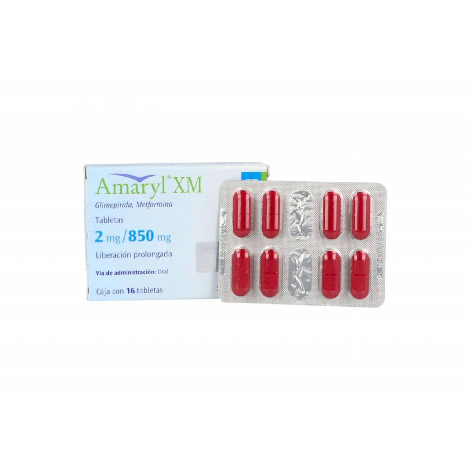 Amaryl XM 2 mg / 850 mg Caja Con 16 Tabletas 