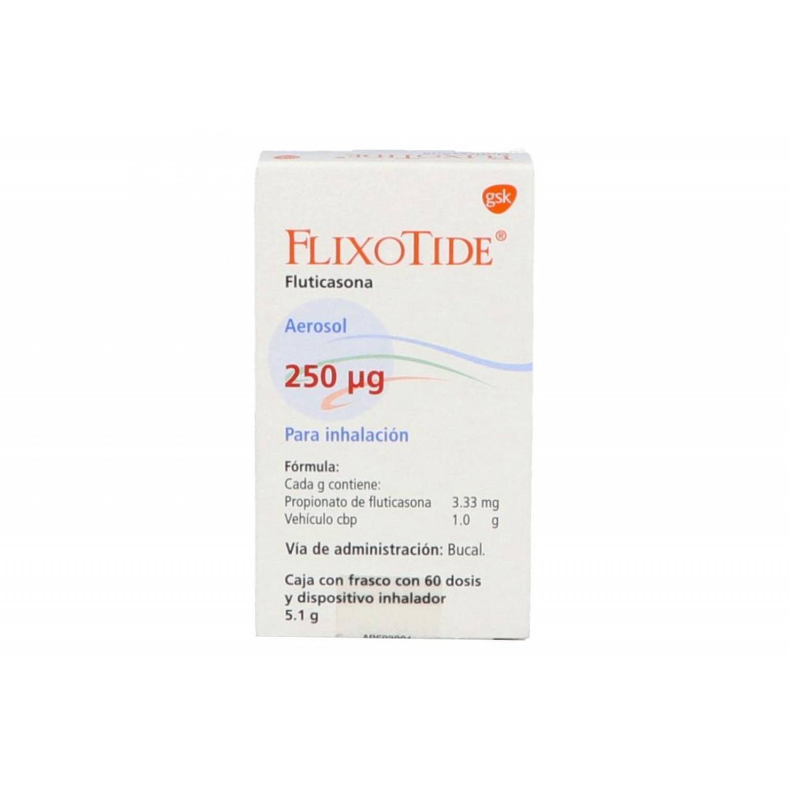 Flixotide 250 mcg Caja Con Frasco Con 60 Dosis y Dispositivo Inhalador 