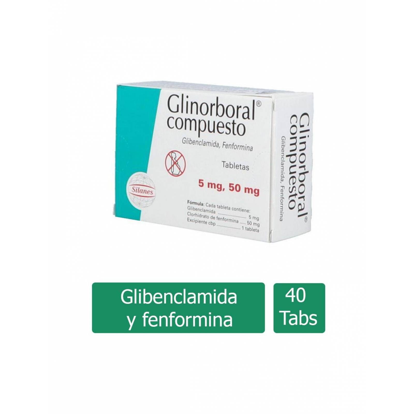 Glinorboral Compuesto 5mg/50mg Caja Con 40 Tabletas 