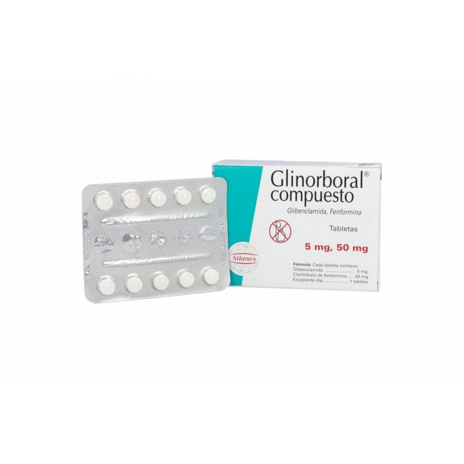 Glinorboral Compuesto 5mg/50mg Caja Con 40 Tabletas 