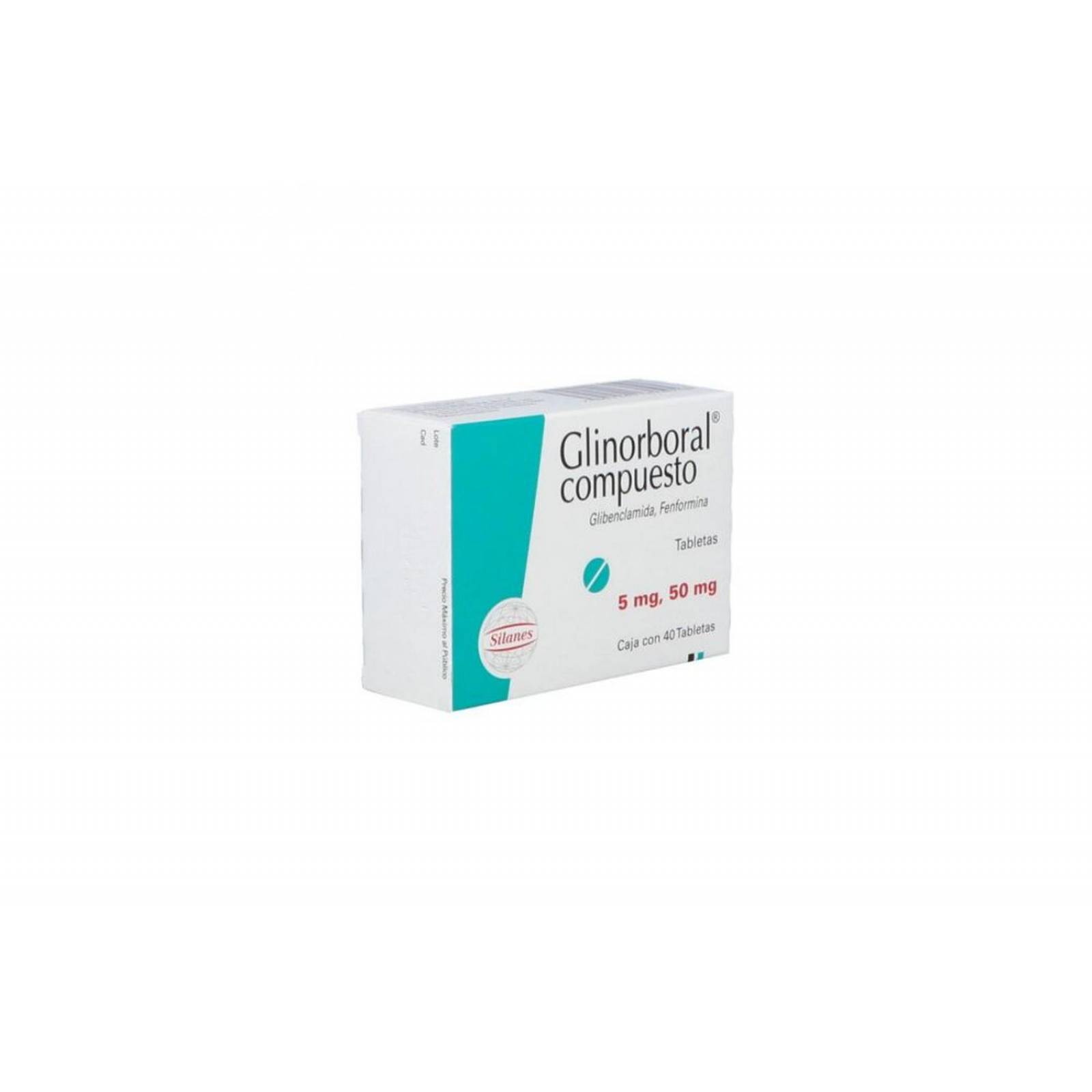 Glinorboral Compuesto 5mg/50mg Caja Con 40 Tabletas 