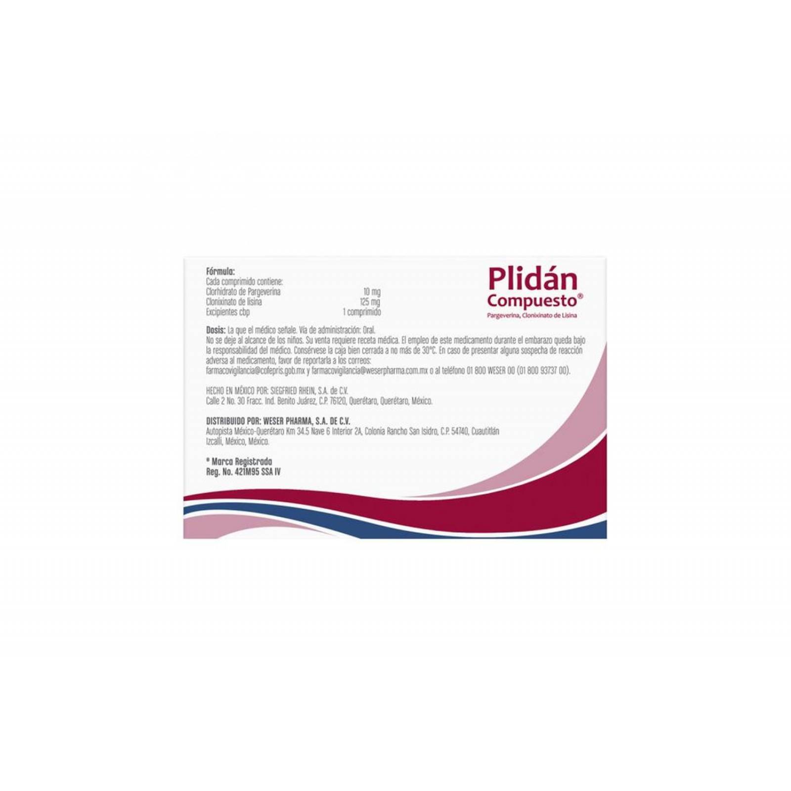 Plidán Compuesto 10 mg / 125 mg Con 20 Comprimidos 