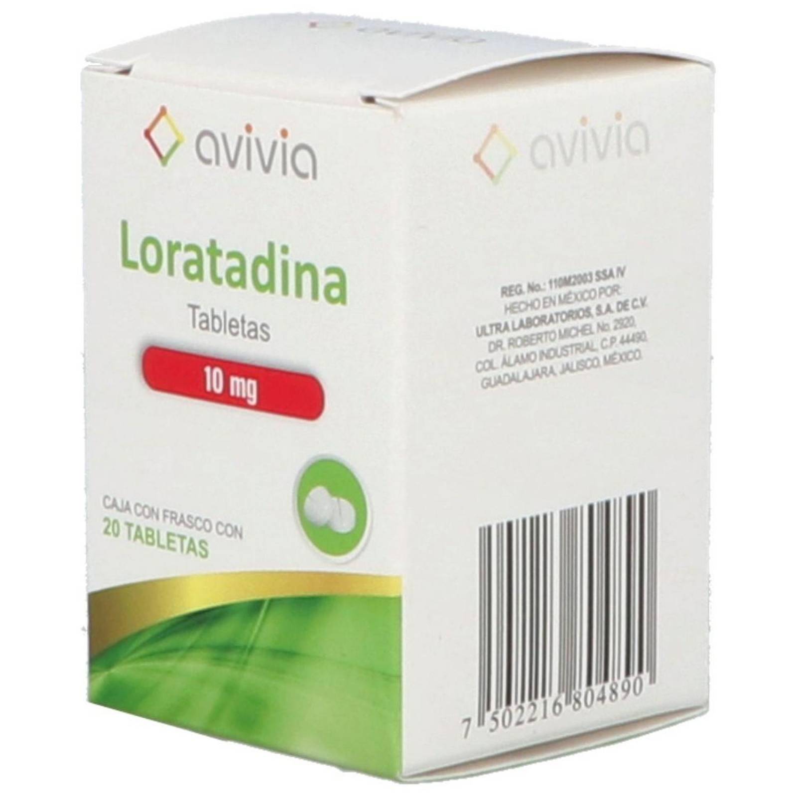 Loratadina 10 mg 20 Tabletas 