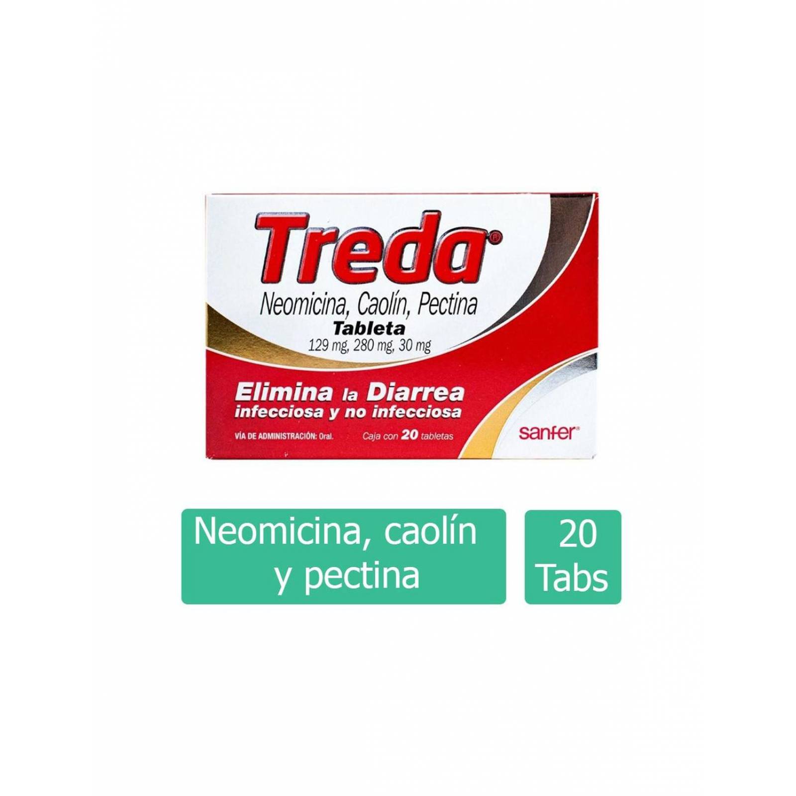 Treda 129 mg / 280 mg / 30 mg Caja Con 20 Tabletas 