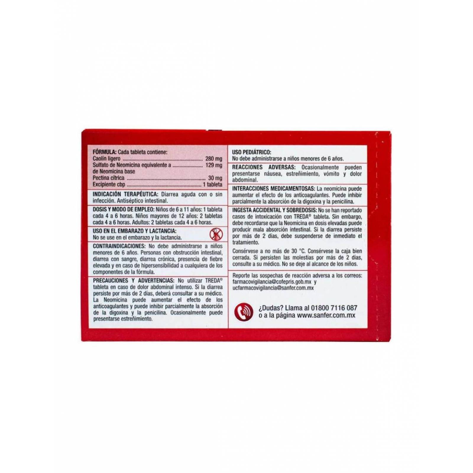 Treda 129 mg / 280 mg / 30 mg Caja Con 20 Tabletas 