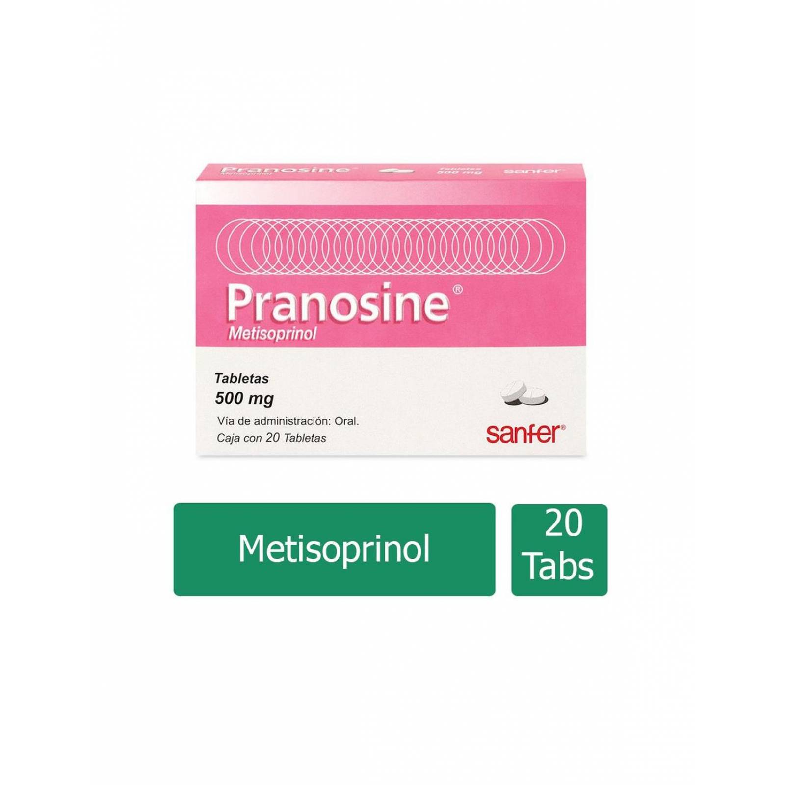 Pranosine 500 mg Caja Con 20 Tabletas 