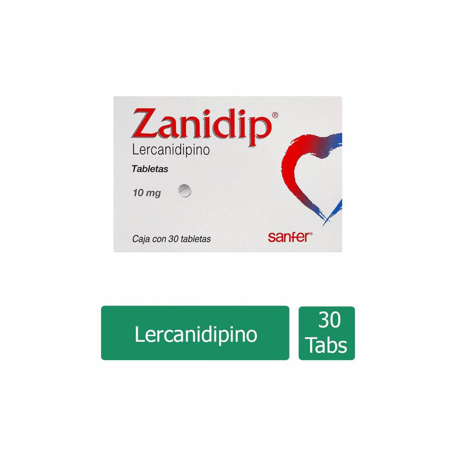 Zanidip 10 mg Caja Con 30 Tabletas 