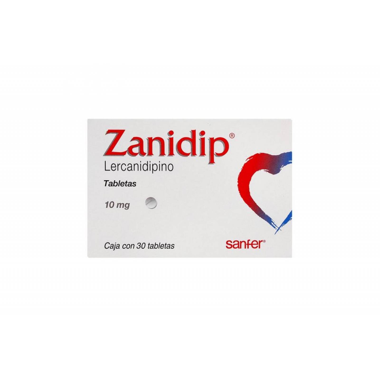 Zanidip 10 mg Caja Con 30 Tabletas 