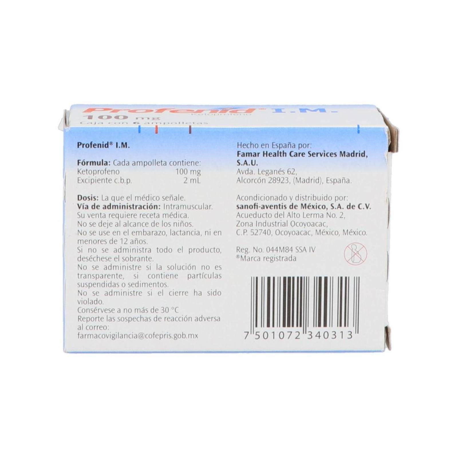 Profenid I.M 100 mg Caja Con 6 Ampolletas 