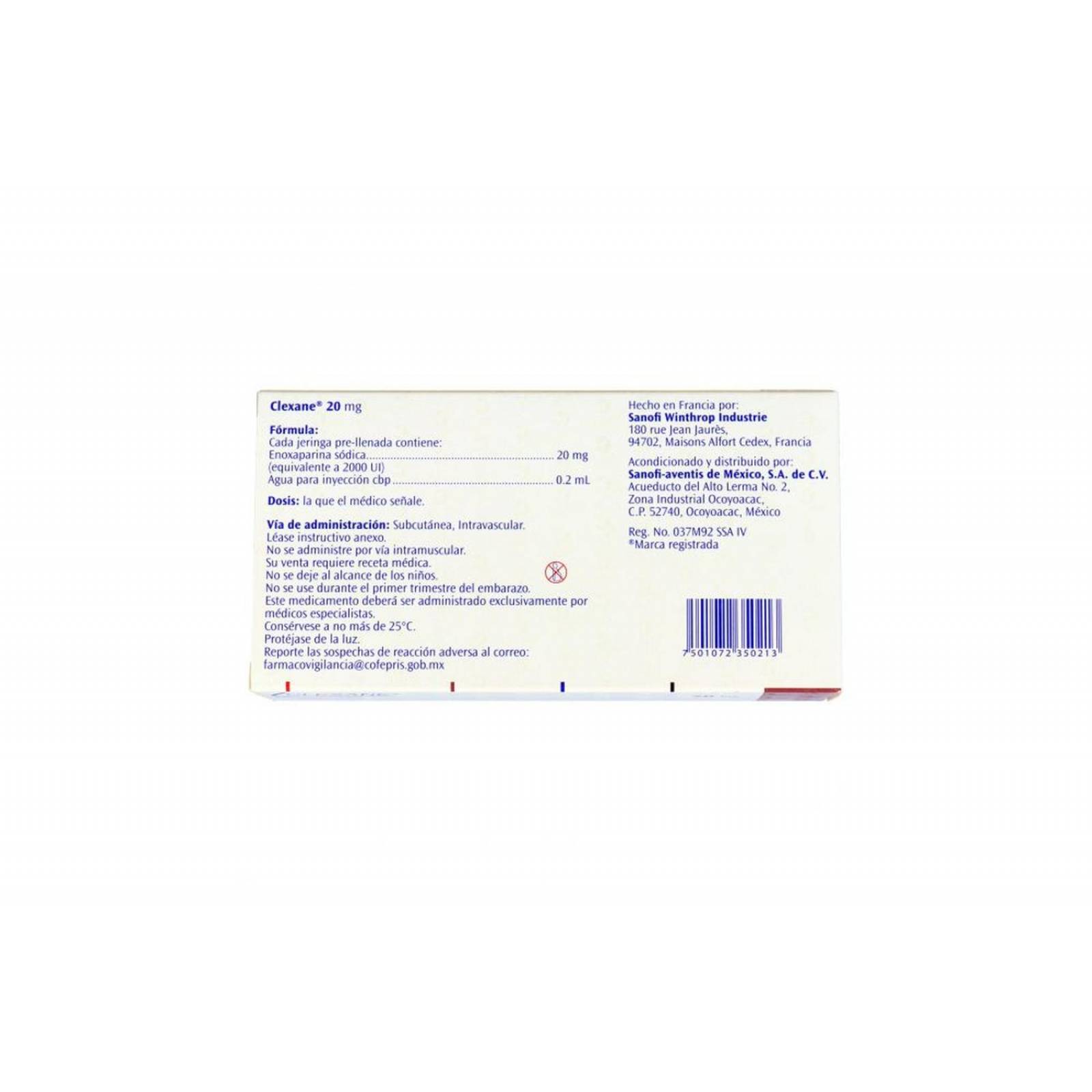 Clexane 20 mg Solución Caja con 2 Jeringas con 0.2 mL - RX 