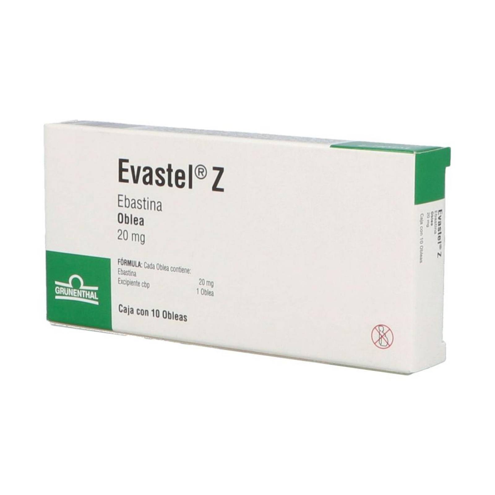 Evastel Z 20 mg Caja Con 10 Obleas 
