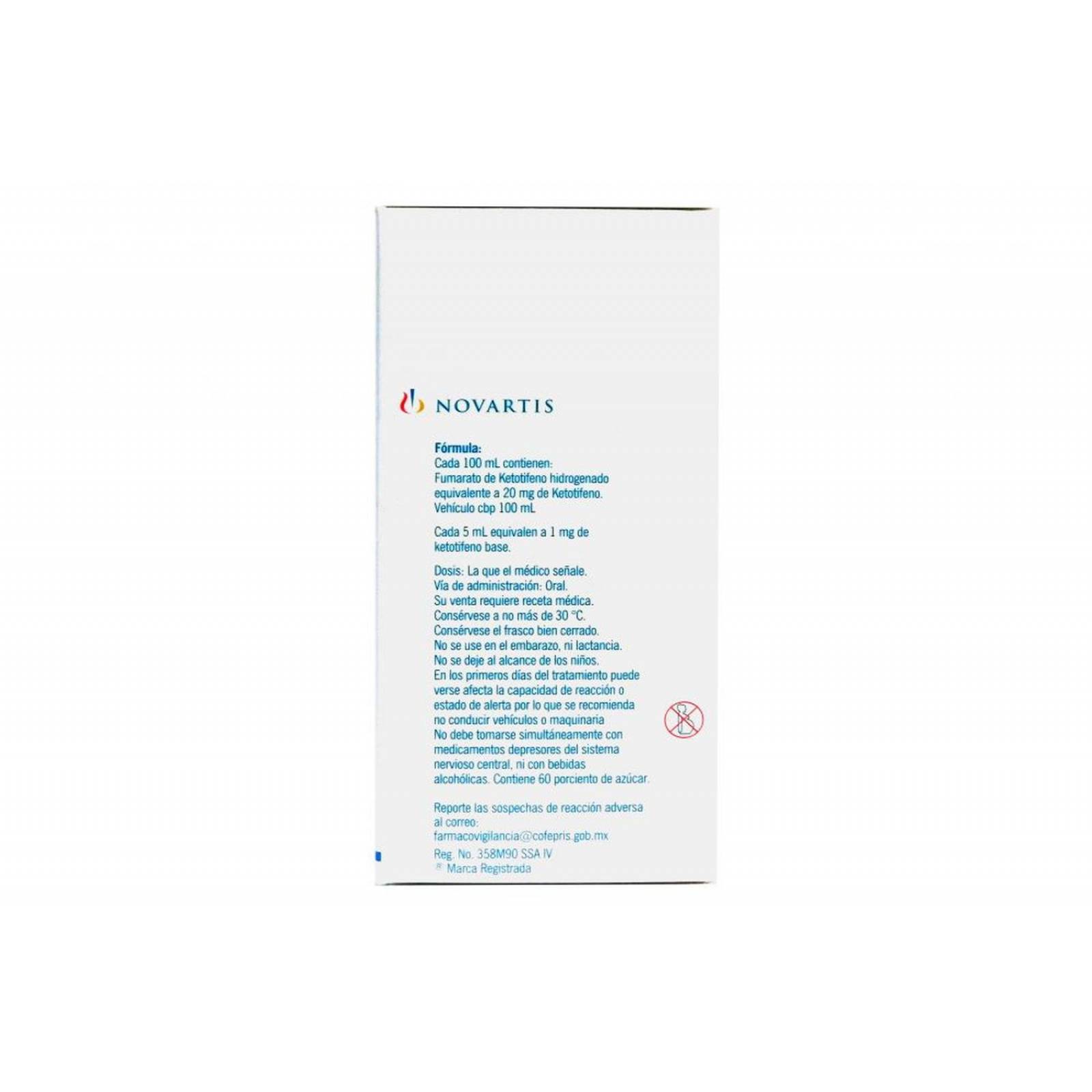 Zaditen Jarabe 1 mg / 5 mL Caja Con Frasco Con 100 mL 