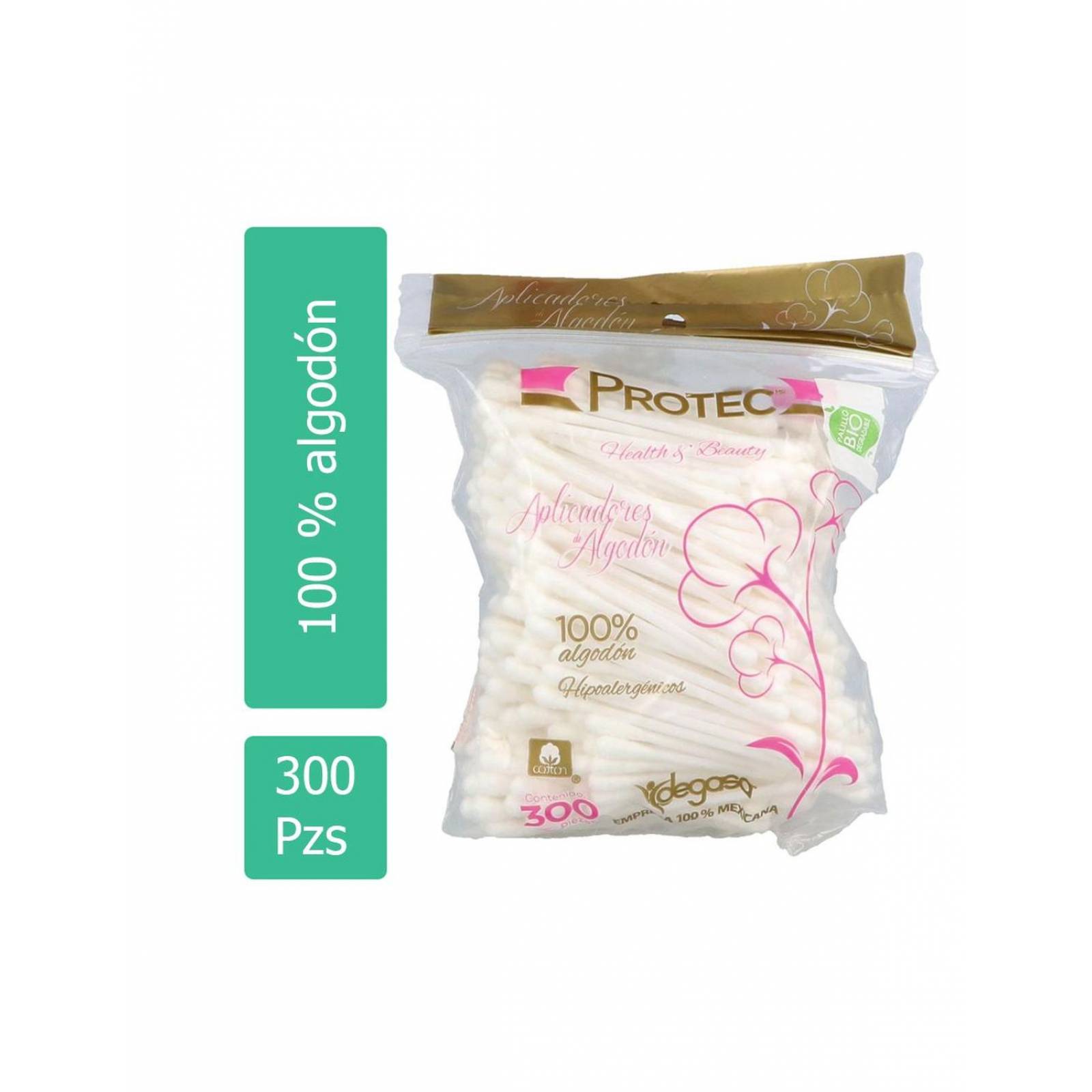 Protec Limpiecitos Aplicadores De Algodón Bolsa Con 300 Piezas 