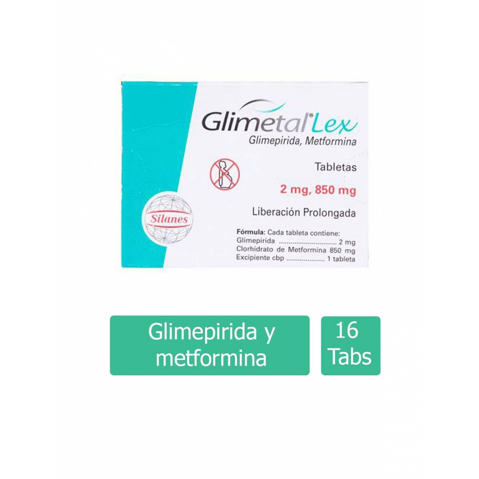 Glimetal Lex 2 mg / 850 mg Caja Con 16 Tabletas 