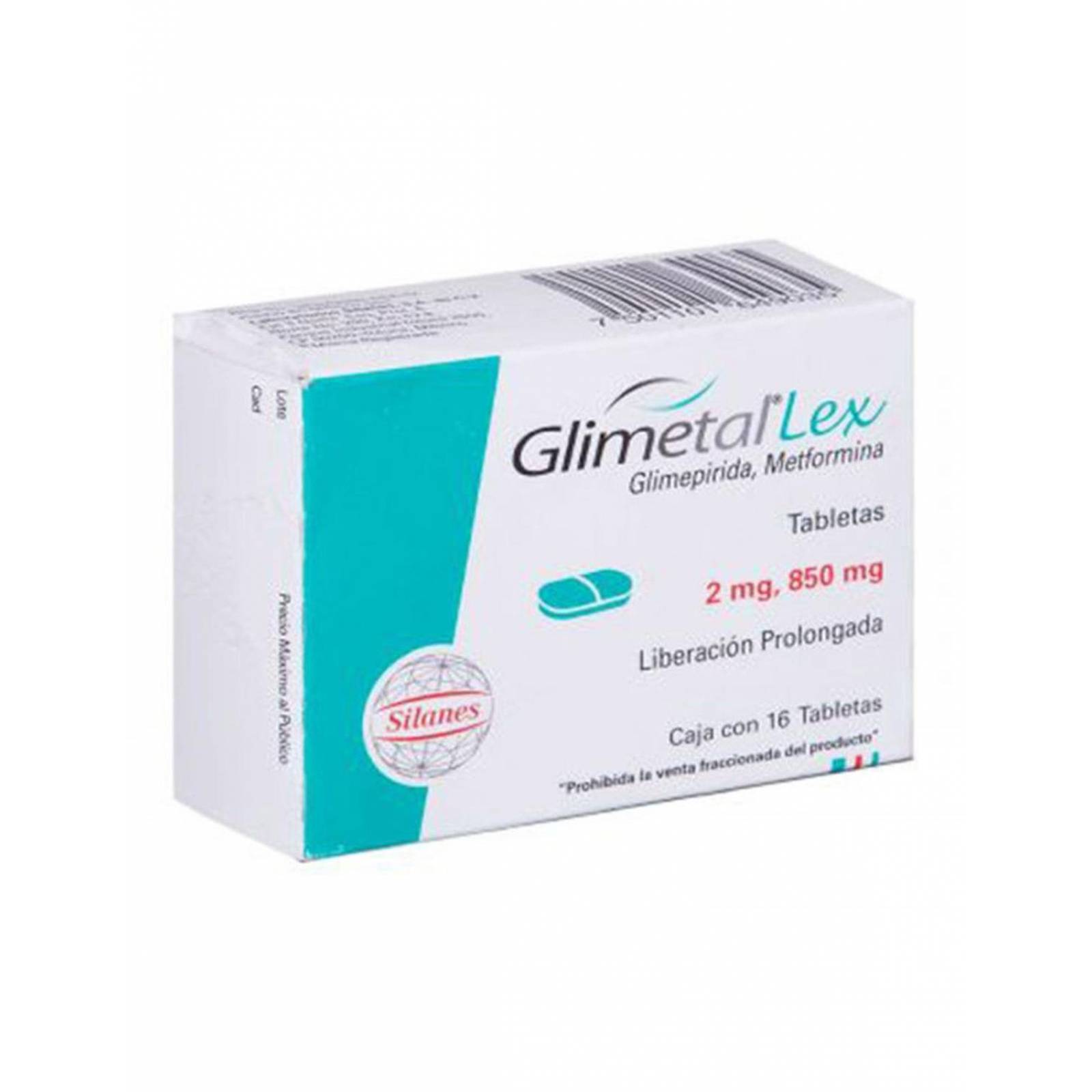 Glimetal Lex 2 mg / 850 mg Caja Con 16 Tabletas 