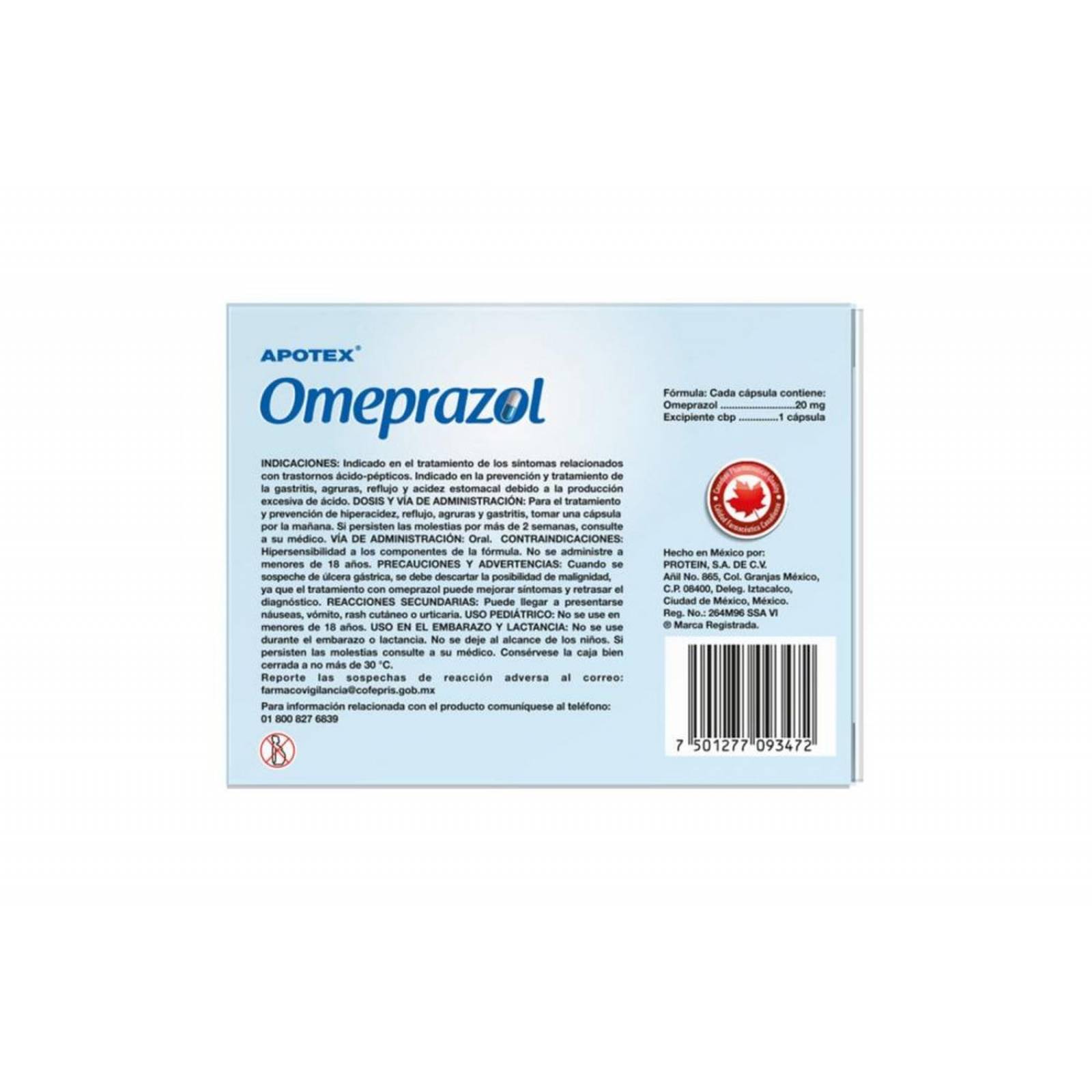 Omeprazol 20 mg Caja Con Blíster Con 30 Cápsulas 