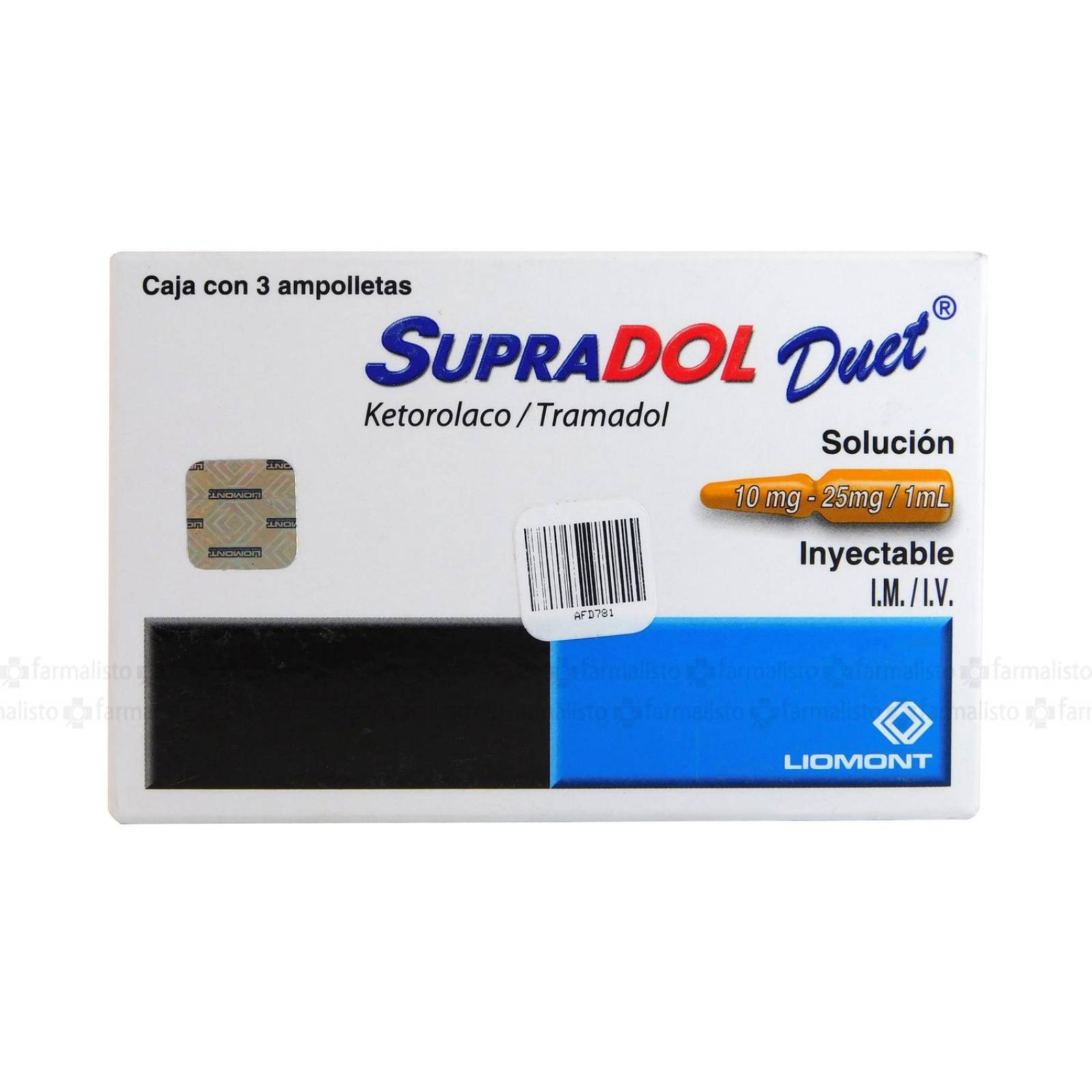Supradol Duet 10 mg / 25 mg Caja Con 3 Ampolletas Con 1 mL 