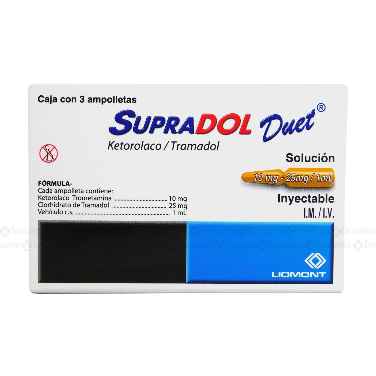 Supradol Duet 10 mg / 25 mg Caja Con 3 Ampolletas Con 1 mL 