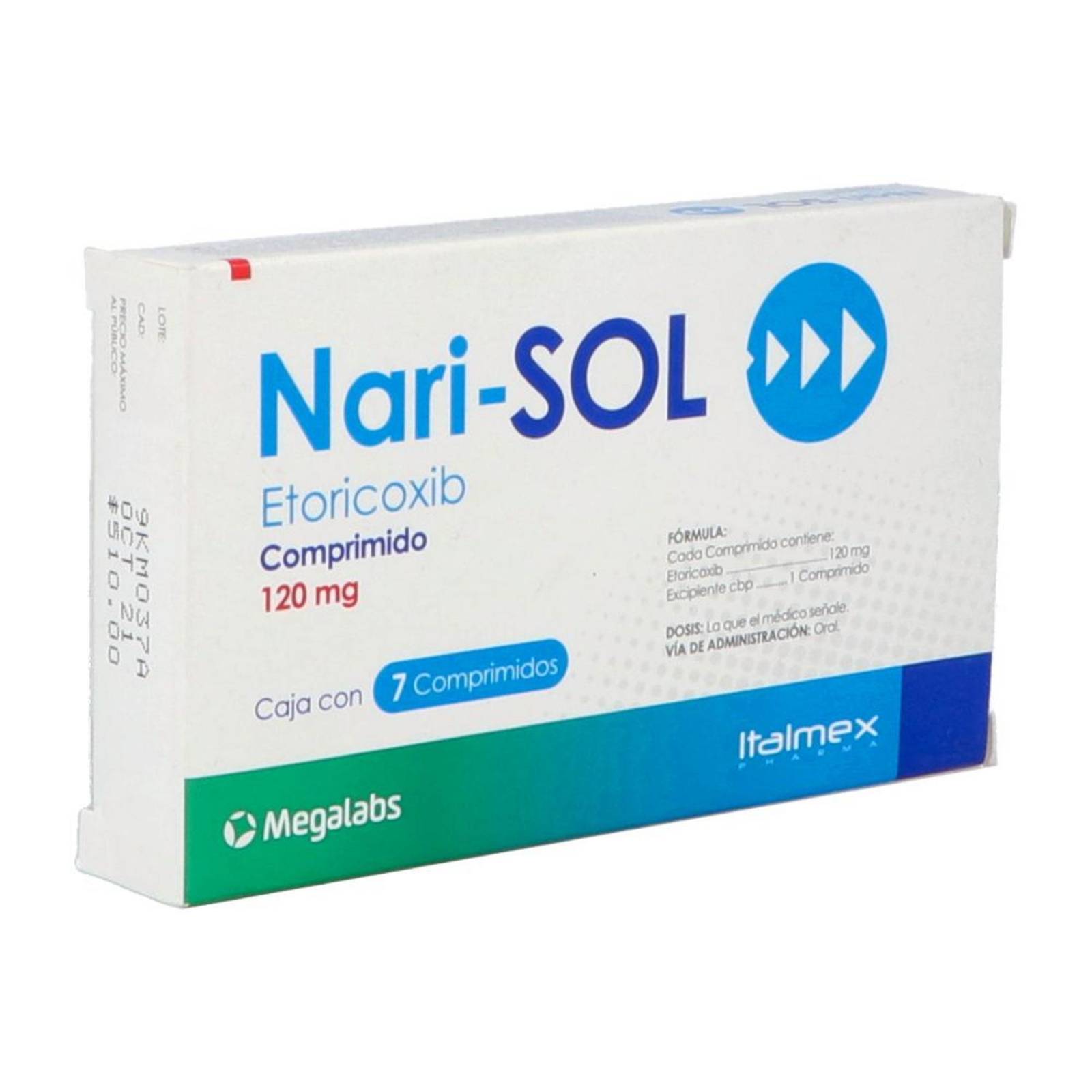 Narisol 120 mg Caja Con 7 Comprimidos 