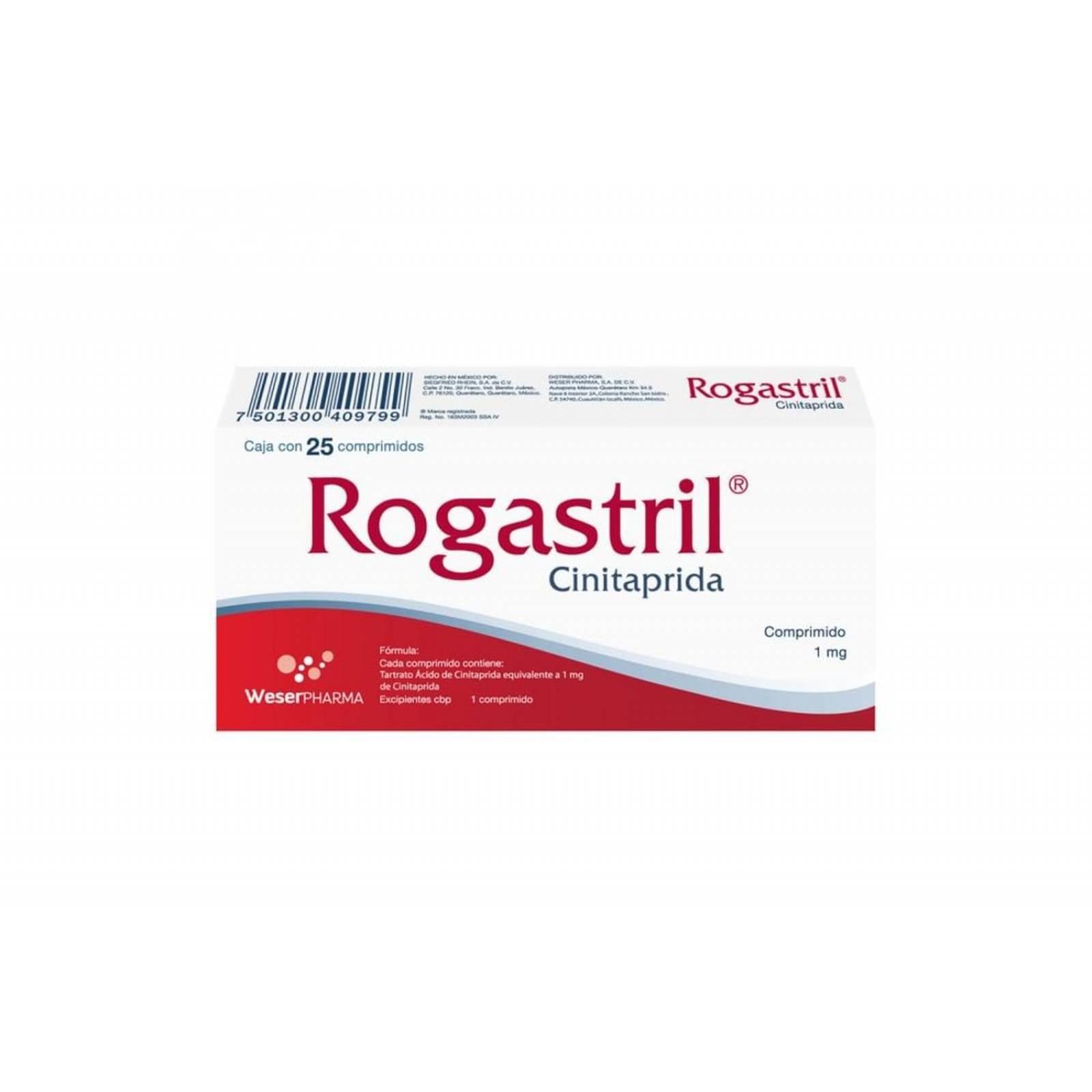 Rogastril 1 mg Caja Con 25 Comprimidos 