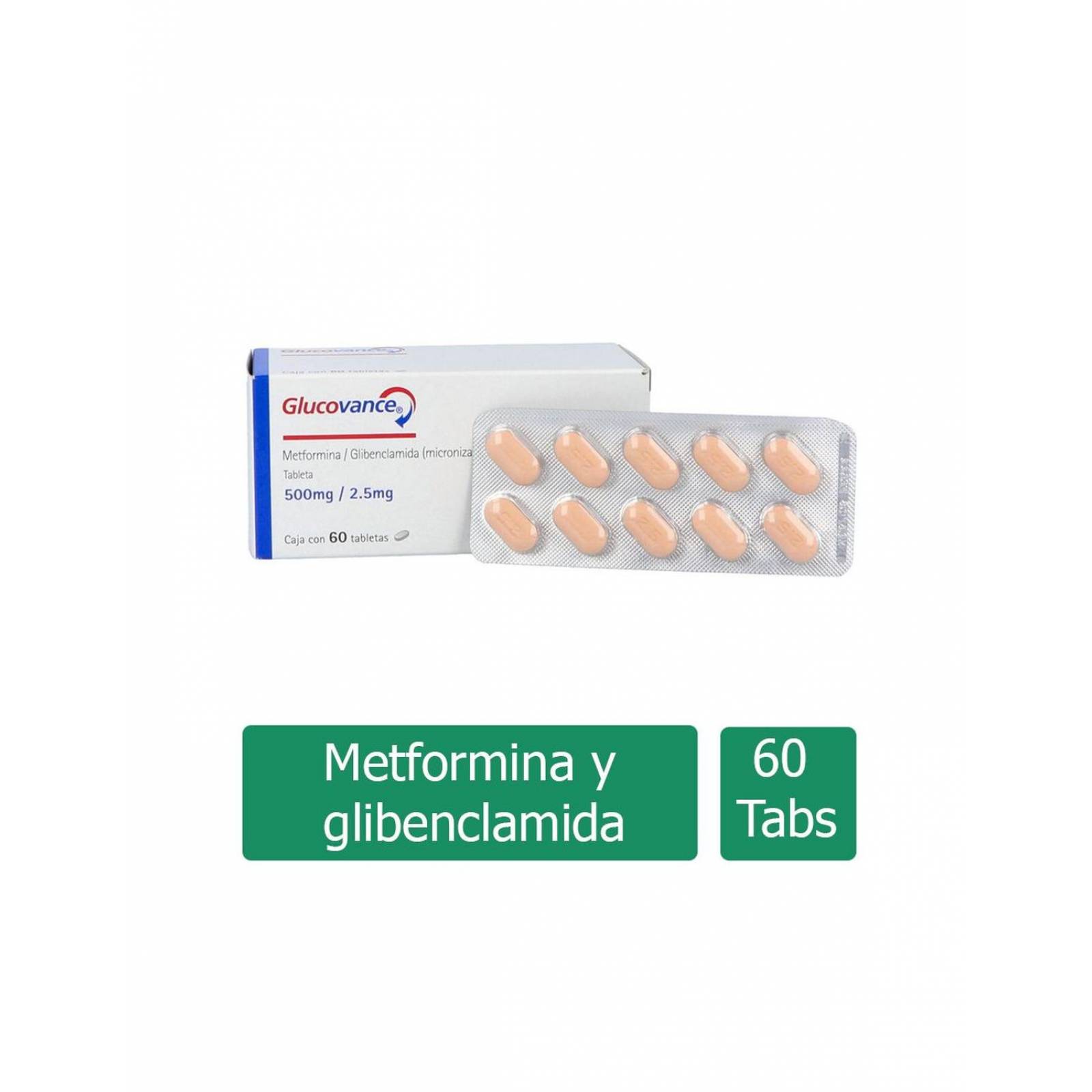 Glucovance 500 / 2.5 mg Caja Con 60 Tabletas 