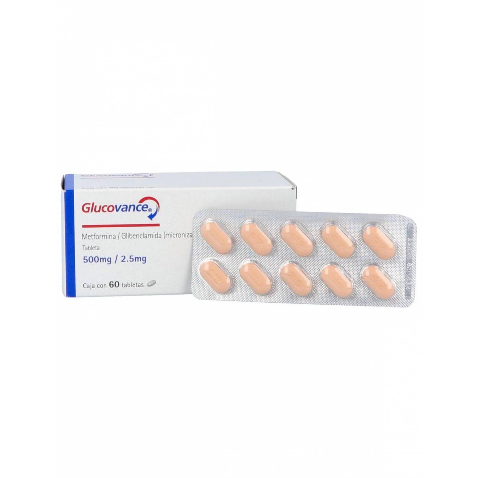 Glucovance 500 / 2.5 mg Caja Con 60 Tabletas 