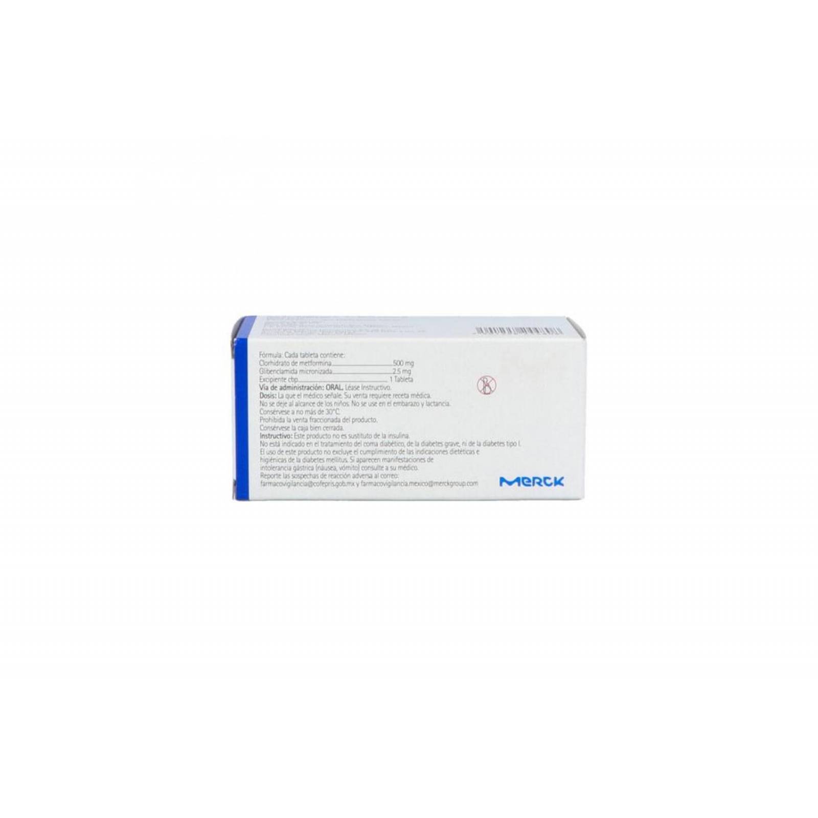 Glucovance 500 / 2.5 mg Caja Con 60 Tabletas 