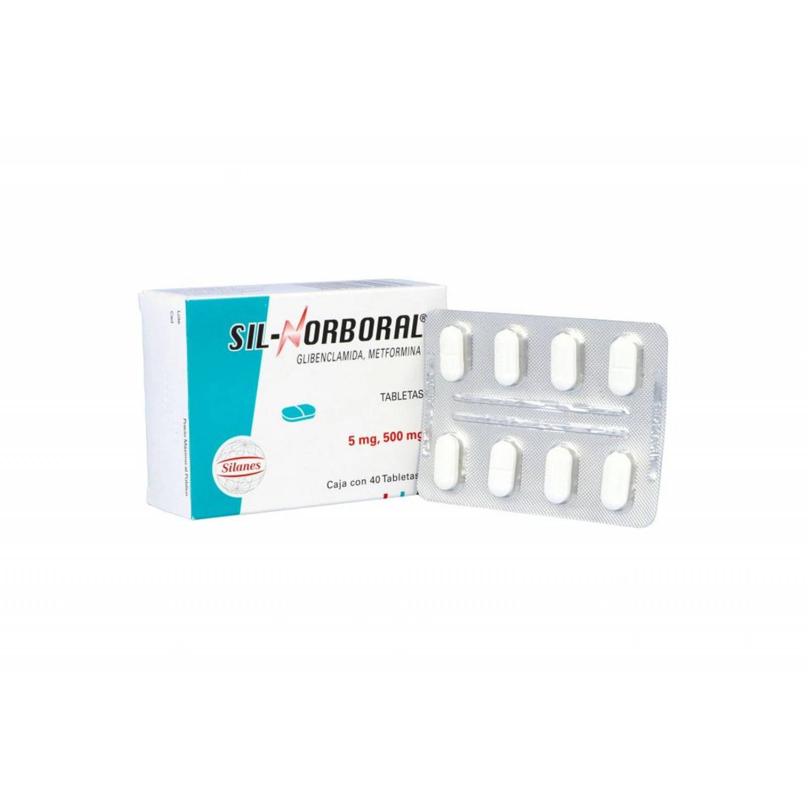 Sil Norboral 5 mg / 500 mg Caja Con 40 Tabletas 