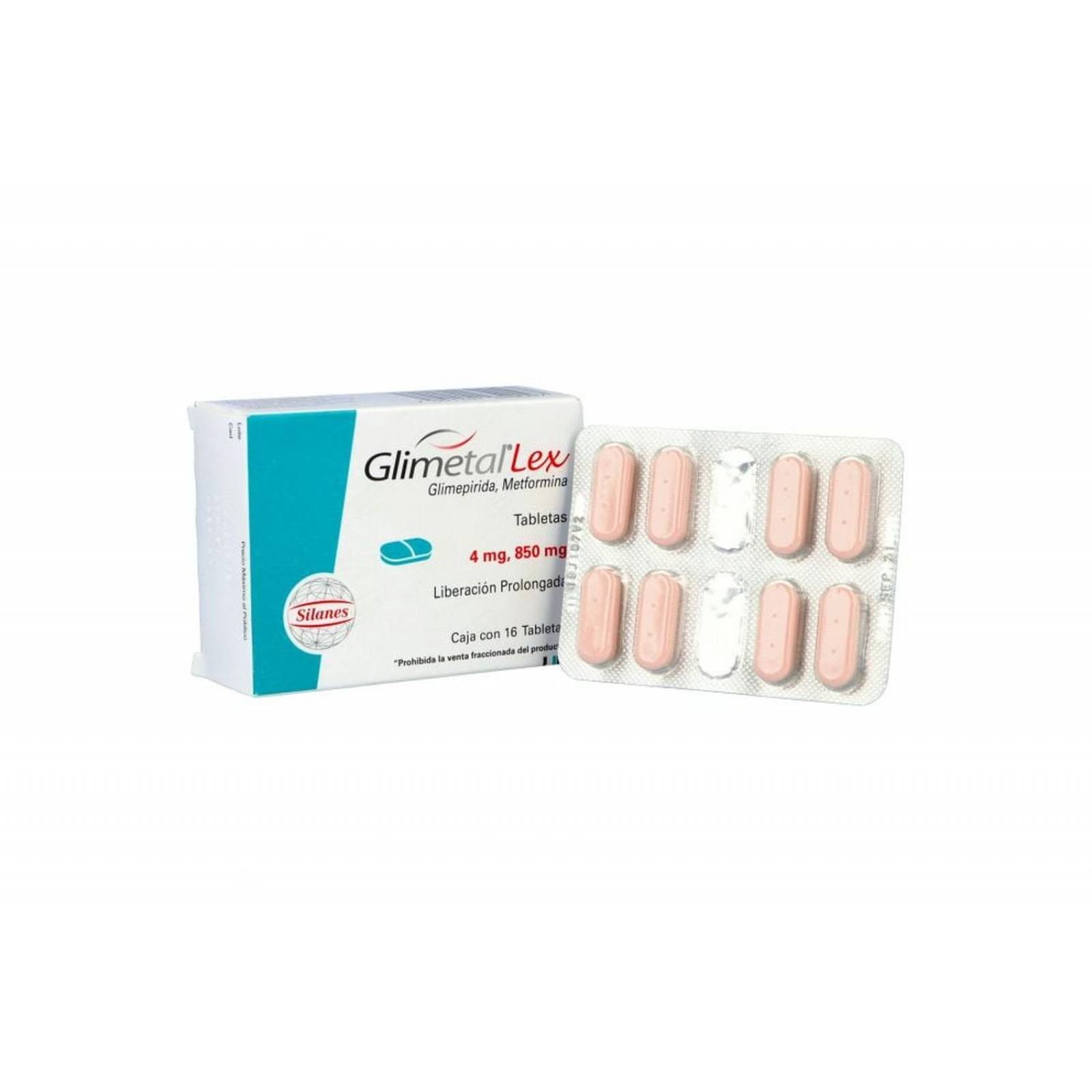 Glimetal Lex 4 mg / 850 mg Caja Con 16 Tabletas 