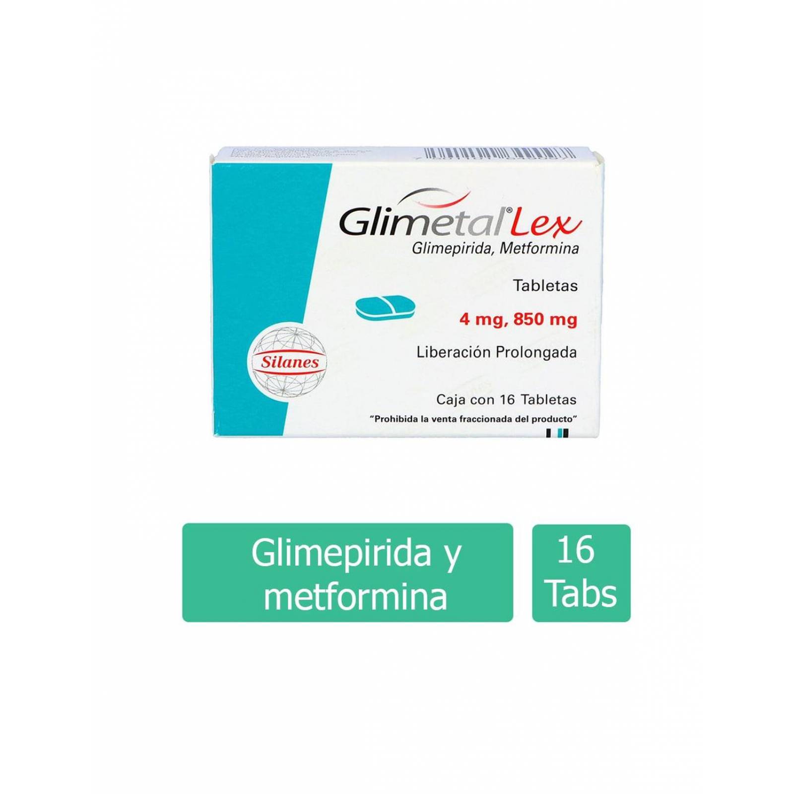 Glimetal Lex 4 mg / 850 mg Caja Con 16 Tabletas 