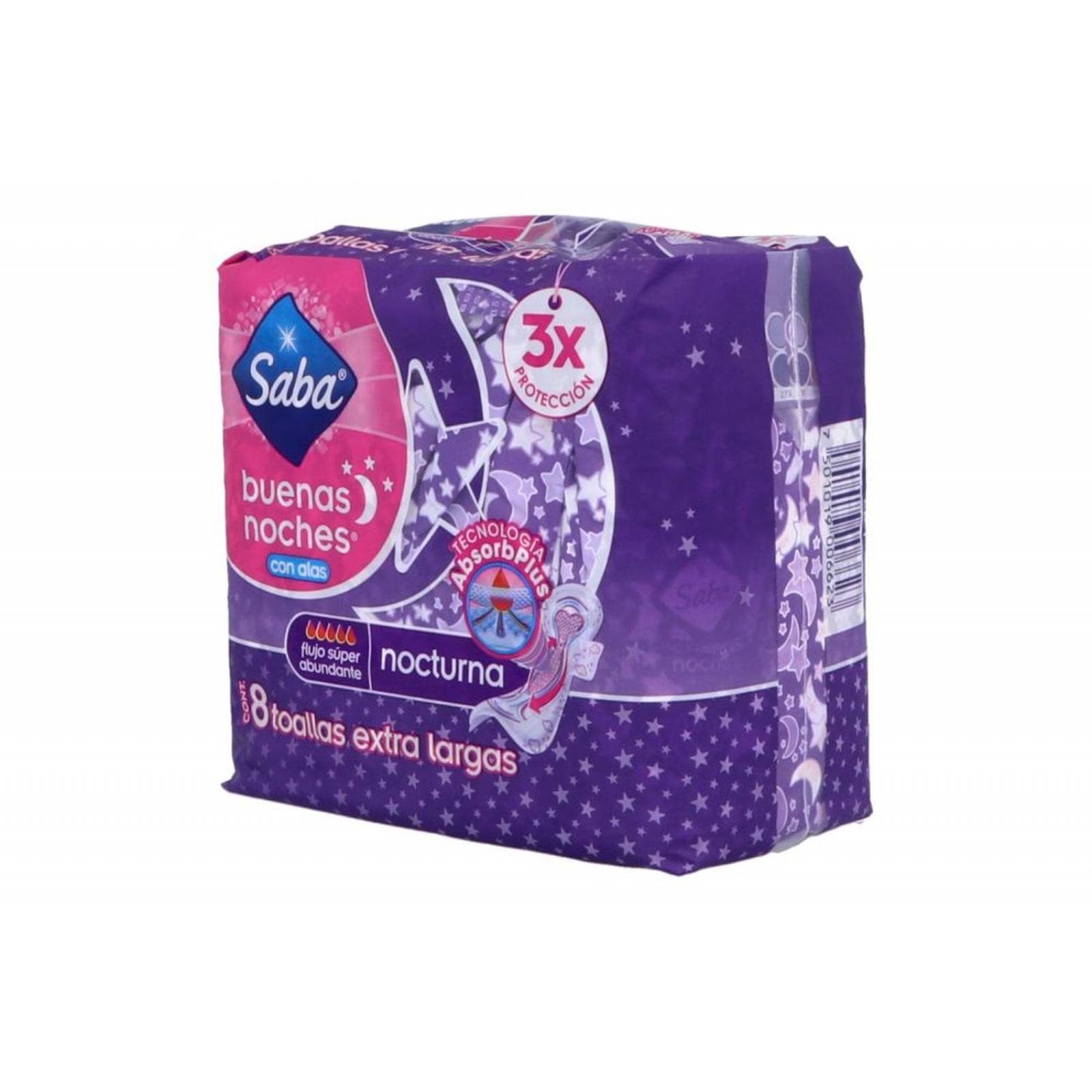 SABA BUENAS NOCHES CON ALAS PAQUETE CON 8 TOALLAS 