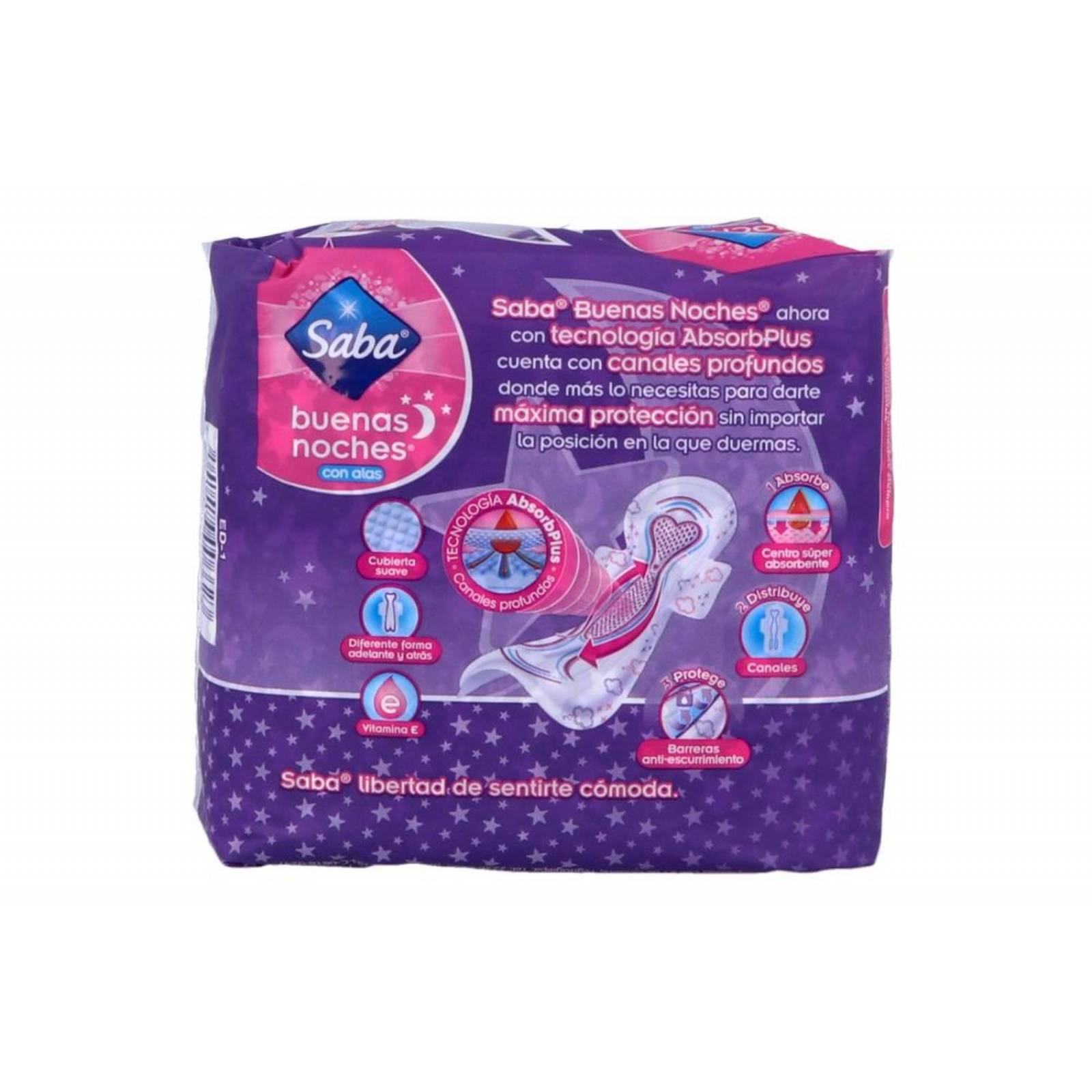 SABA BUENAS NOCHES CON ALAS PAQUETE CON 8 TOALLAS 