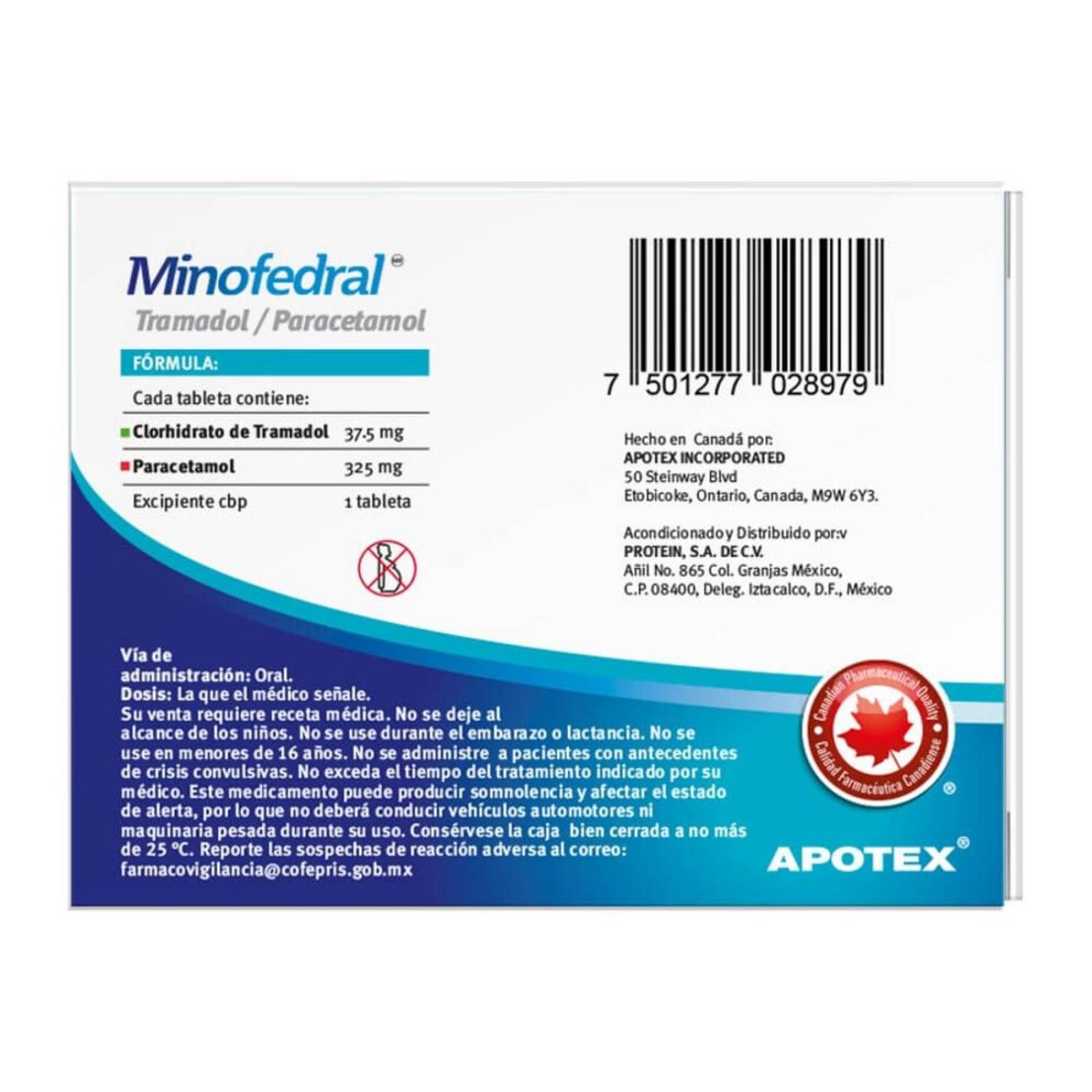 Minofedral 37.5 mg/325 mg Caja Con Blíster Con 20 Tabletas 