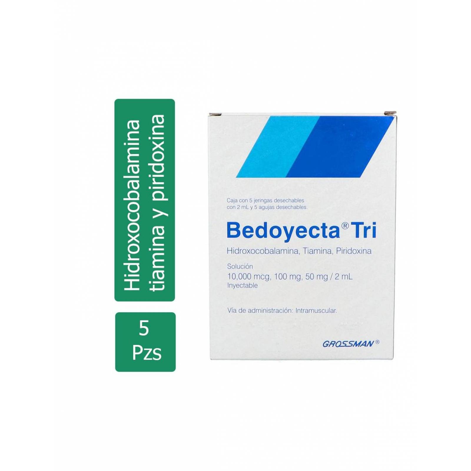 Bedoyecta Tri 10000 Mcg / 100 mg / 50 mg Caja Con 5 Jeringas De Cristal Con 2 mL y 5 Agujas 