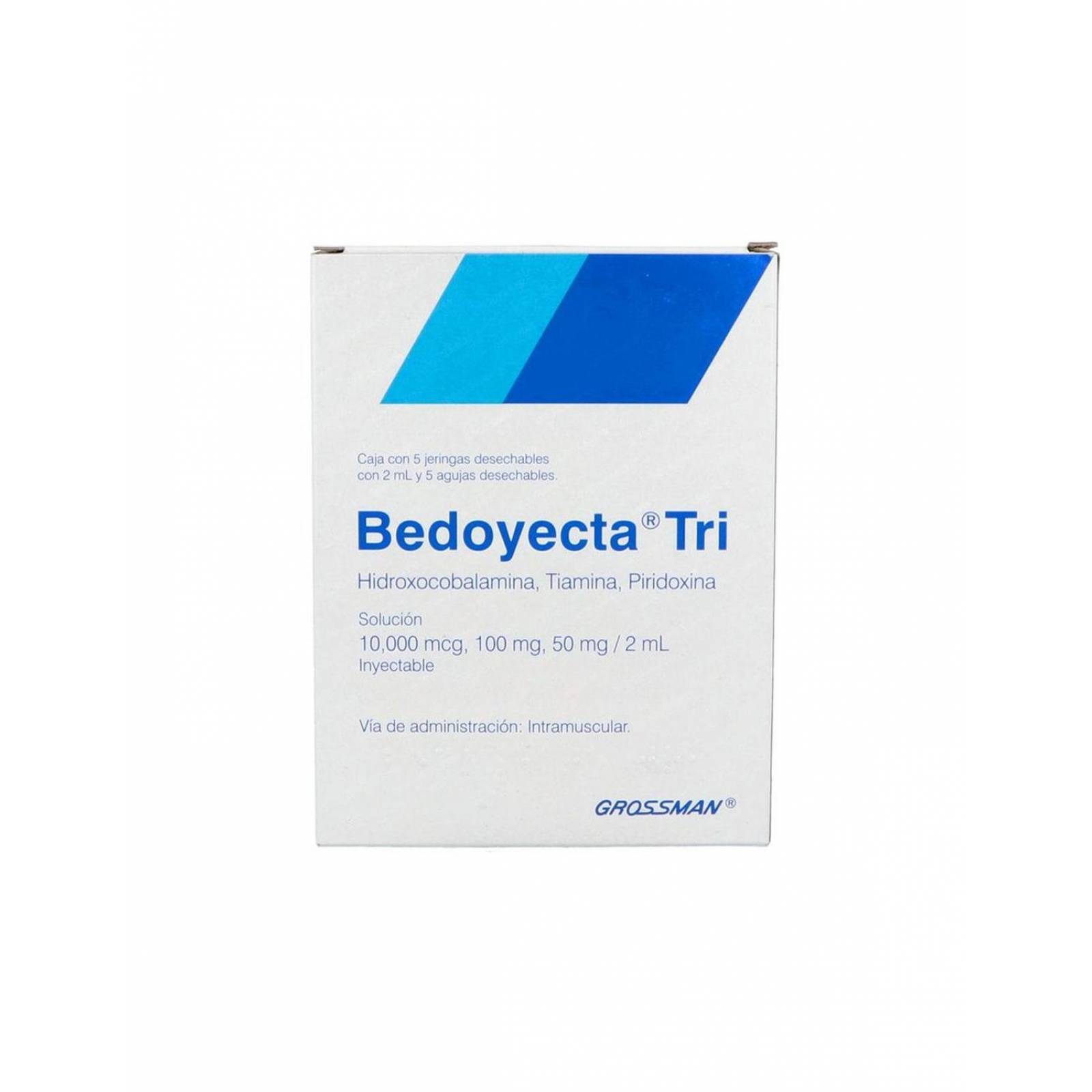 Bedoyecta Tri 10000 Mcg / 100 mg / 50 mg Caja Con 5 Jeringas De Cristal Con 2 mL y 5 Agujas 